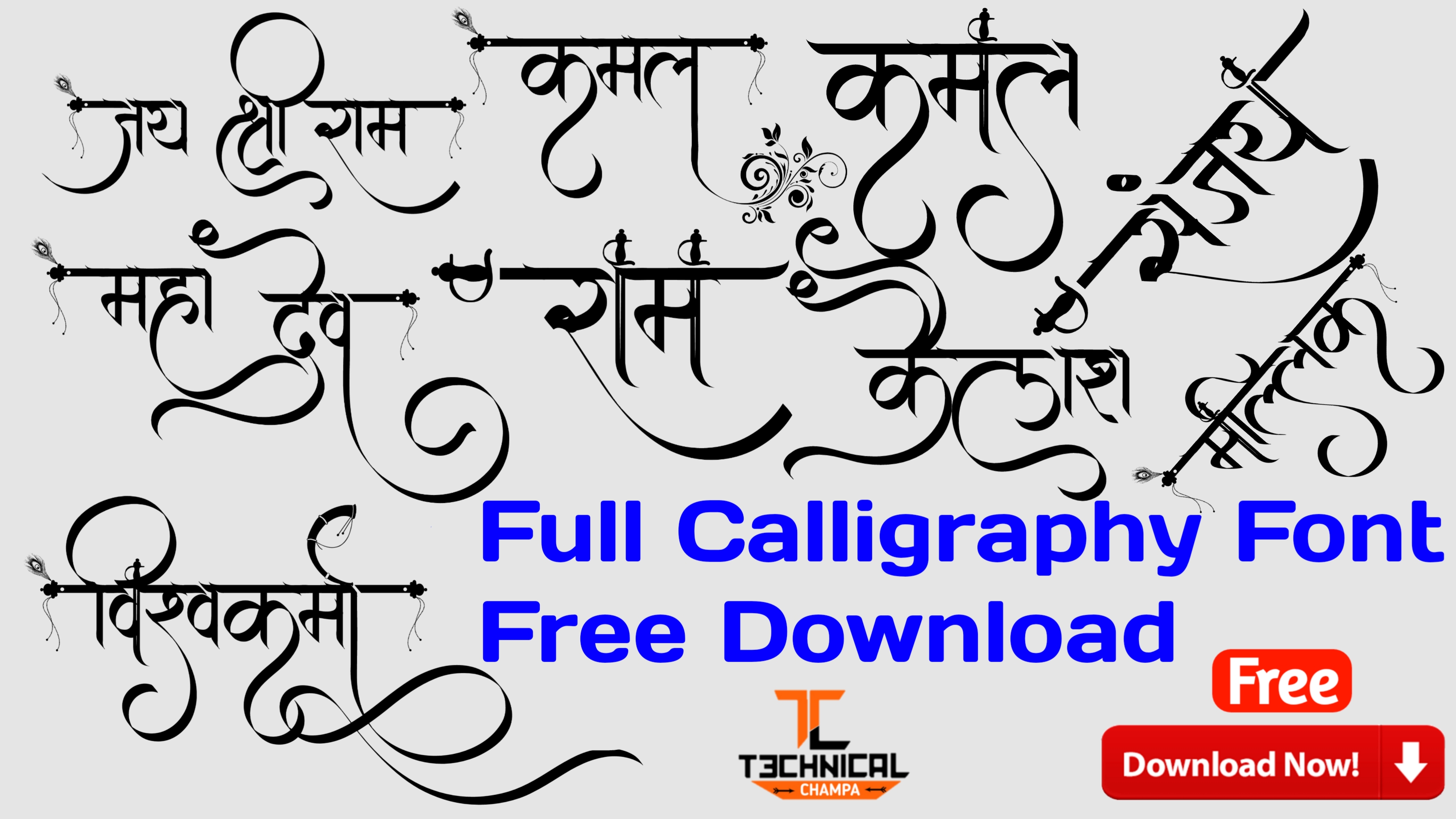 Full Calligraphy Font Free Download Technical Champa